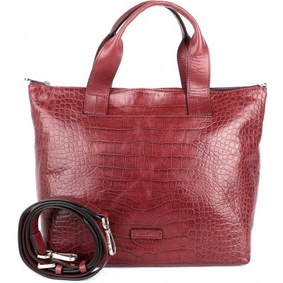 Gianni Conti Luxusní velká kožená shopperbag kabelka do ruky 14 tmavěčervená – Zboží Mobilmania