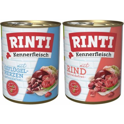 Rinti Kennerfleisch mix hovězí a drůbeží srdce 24 x 800 g – Hledejceny.cz
