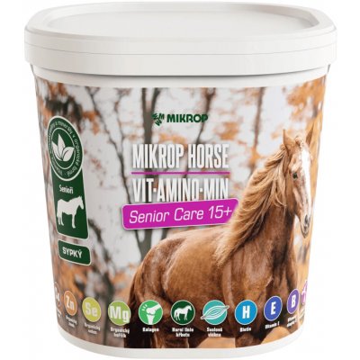MIKROP Horse Vit amino min SENIOR CARE Sypký doplněk s aminokyselinami vitamíny a minerály 6.5 kg – Sleviste.cz