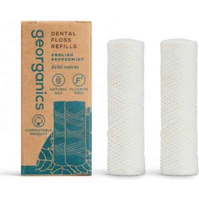 Georganics Zubní nit hedvábná Peppermint 2 x 30 m náhradní náplň – Hledejceny.cz