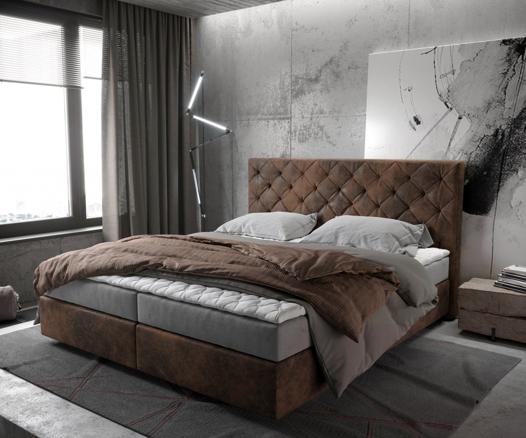 Delife Dream-Great Hnědá Vintage s matrací a topperem