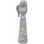 Keramikaportal|Keramický anděl na čajovou svíčku|Vysoký 34cm| modrošedý – Zboží Dáma