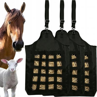Síť na seno 3ks 48x35x17 cm pro koně alpaky Oxford Premium VELKÁ ČERNÁ – Hledejceny.cz
