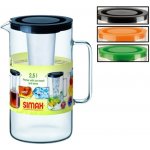 IGOTREND skleněný džbán+vložka a sítko, 2,5L, černé/oranž./zelené víko – Hledejceny.cz