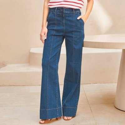 Široké zvonové džíny modrá – Sleviste.cz