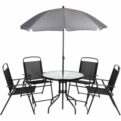 MultiGarden SC-130 Sada zahradního nábytku stůl, 4 židle, slunečník, antracit – Hledejceny.cz