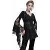 Dámská Trička DEVIL FASHION Gothic Flared Sleeved Lace Splice Beaded černá