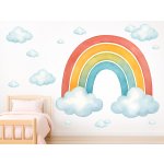Nalepte.cz Akvarelová duha textilní přelepitelné samolepky na zeď arch 47 x 37 cm – Sleviste.cz
