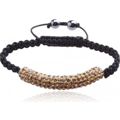 Šperky eshop Shamballa hnědožlutý váleček s kamínky černá šňůrka Q17.19