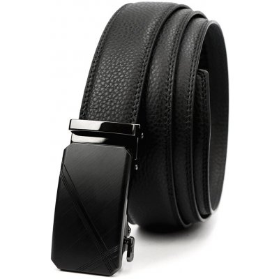 Černý pánský kožený opasek s automatickou přezkou L561 – Zboží Dáma