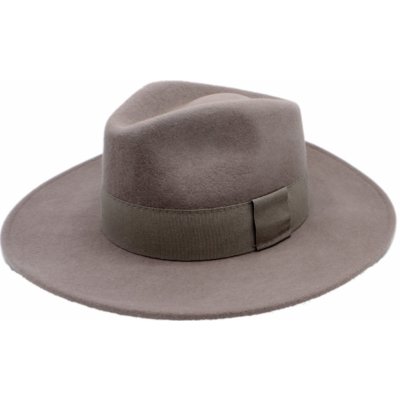 Fiebig Dámský klobouk vlněný s širší krempou šedý s šedou stuhou
