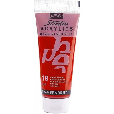 Pebeo akrylové barvy Studio Acrylics 100 ml 018 transparent červená karmínová – Zboží Mobilmania