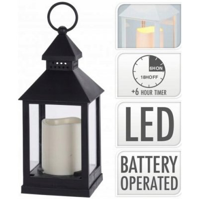 PROGARDEN Lucerna s LED svíčkou 23 cm černá KO-ANX000110 – Zboží Dáma