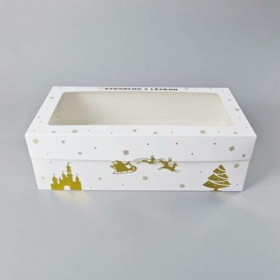 Dortisimo Vánoční krabice na cukroví bílo-zlatá nepromastitelná (40 x 20 x 13 cm) – Zboží Mobilmania