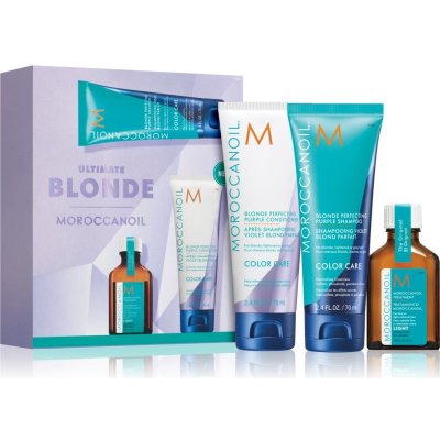 Moroccanoil Color Care Treatment Light olej 25 ml + Blonde Perfecting fialový šampon 70 ml + Blonde Perfecting fialový kondicionér 70 ml dárková sada