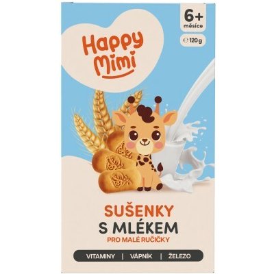 Happy Mimi Sušenky s mlékem 6m+ 120 g – Sleviste.cz