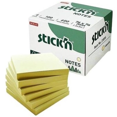 Bloček samolepicí Stick´n 76x76 mm, past. žlutý, 6x100 líst. – Hledejceny.cz