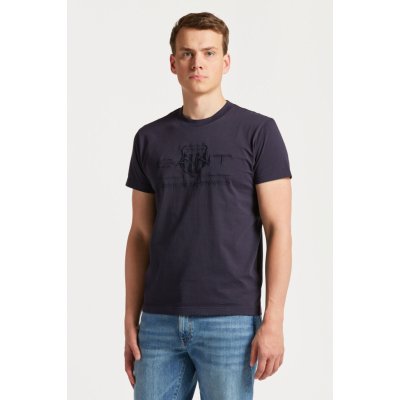 Gant tričko REG TONAL SHIELD SS T-SHIRT modrá – Zboží Mobilmania