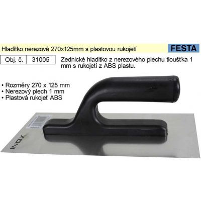 FESTA Hladítko INOX 270x125mm rovné – Hledejceny.cz