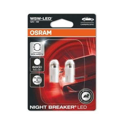 OSRAM NIGHT BREAKER 2825DWNBC-02B W5W 12V 6000K Cool Bílá – Hledejceny.cz