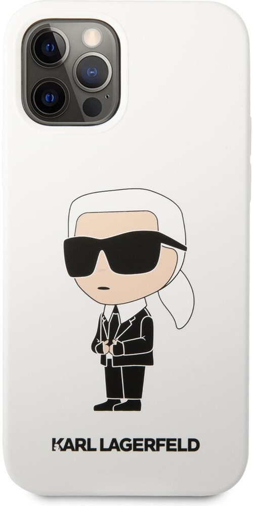 Pouzdro Karl Lagerfeld Liquid Silicone Ikonik NFT iPhone 12/12 Pro bílé