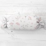 Biante Polštář válec bonbon Sandra SA-741 Růžové jarní květy na bílém 15x60 – Sleviste.cz