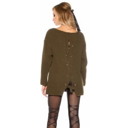 Trendy Xloose knit jumper w. lacing in the back mustard