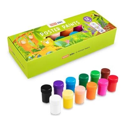 Easy Kids plakátové barvy v kelímku 12 barev – Sleviste.cz