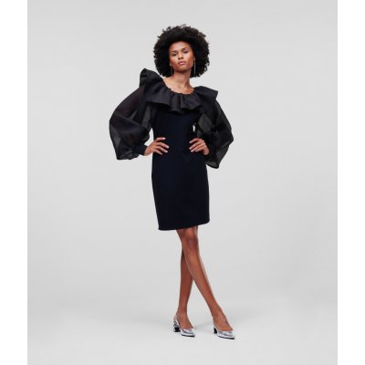 Karl Lagerfeld Hun's Pick Big Collar Dress hnědá – Zboží Mobilmania