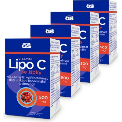 GS Vitamin Lipo C 500 mg se šípky 4 × 100 kapslí – Hledejceny.cz