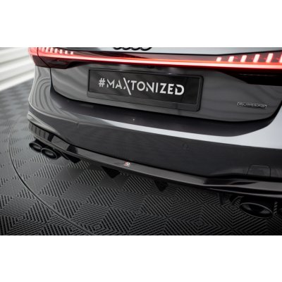 Maxton Design vložka zadního nárazníku s imitacemi koncovek výfuku pro Audi A7 C8 S-Line, černý lesklý plast ABS, s chromovými koncovkami – Zboží Mobilmania