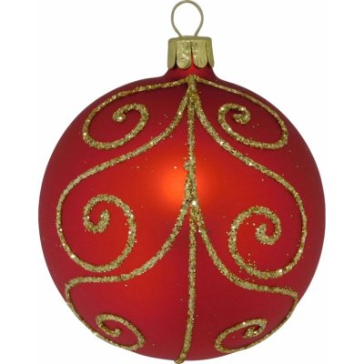Ornex Vánoční ozdoba skleněná koule ornamenty červená 8 cm – Hledejceny.cz