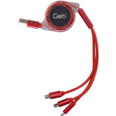 Geti GCU 02 USB 3v1 samonavíjecí, červený