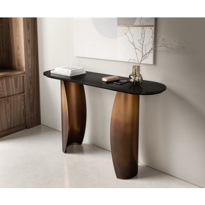 Delife Konzolový stolek Solena 135x40 cm mramor černá stříbrná kov zlatá Fusion Finish – Zboží Dáma