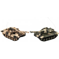 Teddies Tank RC 2 ks 25cm tanková bitva 27MHZ a 40MHz maskáč se zvukem se světlem v kr. 50 x 20 x 23 cm