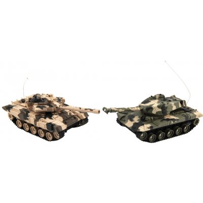 Teddies Tank RC 2 ks 25cm tanková bitva 27MHZ a 40MHz maskáč se zvukem se světlem v kr. 50 x 20 x 23 cm