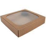Dárková krabička s průhledným víkem 200x195x40 mm, kraftová - hnědá, 10 ks – Zboží Dáma