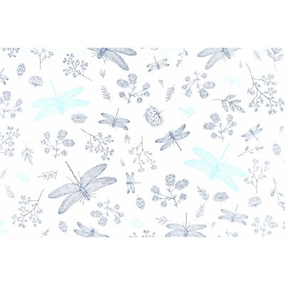 Darré Bavlněná látka Vážky - tyrkysová š.160 bavlna – Sleviste.cz