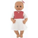 Hamiro /Miminko mrkací 50 cm pevné tělo šaty bílé + červený puntík v krabici 24x60x15 cm – Zboží Dáma