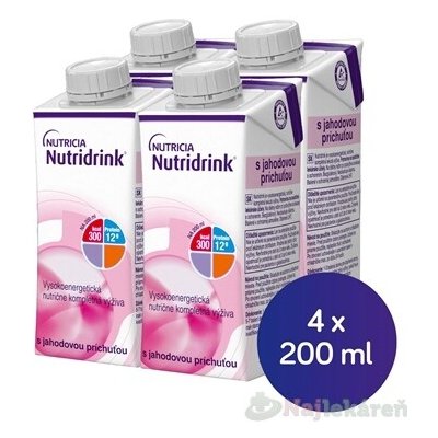 NUTRIDRINK S PŘÍCHUTÍ JAHODOVOU (krabička) POR SOL 4X200ML – Hledejceny.cz