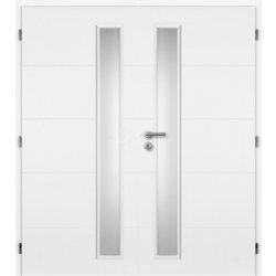 Specifikace Masonite Bílé dveře interiérové profilované QUATRO VERTIKA sklo  180 cm dvoukřídlé - Heureka.cz