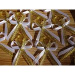 Svatební vývazek s perličkou bílý se zlatou – Zboží Mobilmania