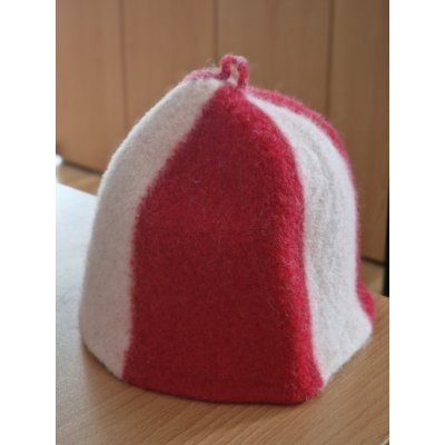 Saunový mág Přírodní čepice bíločervená – Zboží Dáma