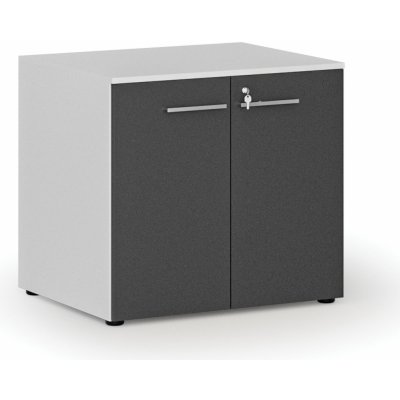 Primo Kancelářská skříň s dveřmi WHITE, 735 x 800 x 640 mm, bílá/grafit – Zboží Dáma