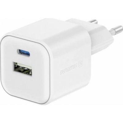 Swissten síťový adaptér gan 1x usb-c 35w pd + 1x usb-a 27w qc bílý – Zboží Živě