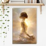 Spirituální obraz - Jogínka se zlatou aurou | DUBLEZ – Sleviste.cz