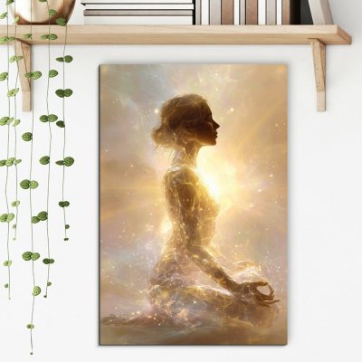 Spirituální obraz - Jogínka se zlatou aurou | DUBLEZ – Sleviste.cz