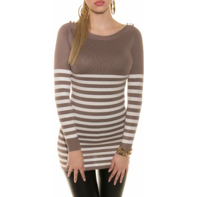 Koucla sweater/dress striped with buttons CAPPUCCINO – Hledejceny.cz
