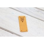 Pro Háčkování Hand Made koženková cedulka - přes okraj - se srdíčkem 20x50 mm hořčicová – Sleviste.cz