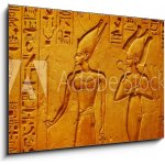 Skleněný obraz 1D - 100 x 70 cm - Ancient Egypt hieroglyphics with pharaoh and ankh Starověké egyptské hieroglyfy s faraonem a ankh – Zboží Mobilmania